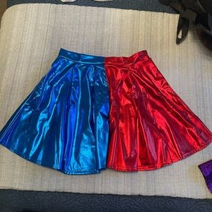 Harley Quinn red & blue metallic skirt - Halloween